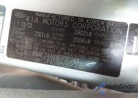 2014 Kia Forte Ex z USA, uszkodzony, nr VIN KNAFZ4A8XE5181143